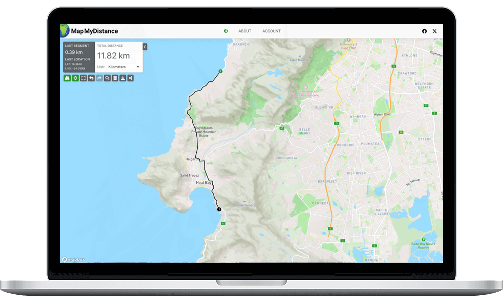 Picture of Map My Distance on a laptop screen - Map Your Route Online